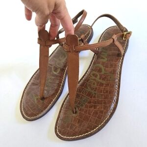 Sam Edelman gigi thong brown leather sandal neutral staple womens size 9
